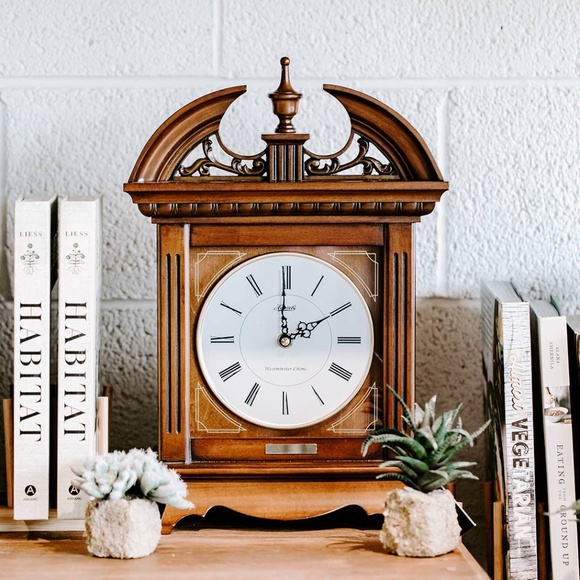 Jackson Handcrafted Mantel Desk Clock Walnut Finish